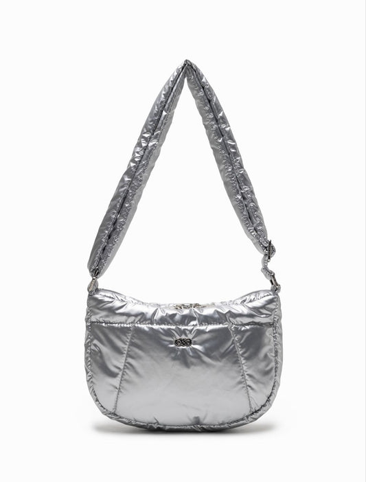 MINI GLAM PUFFY CROSSBODY BAG IN CHROME